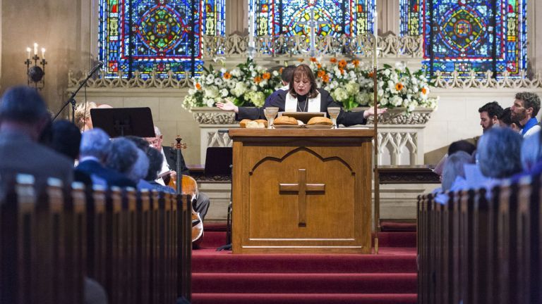 Religious leader at pulpit