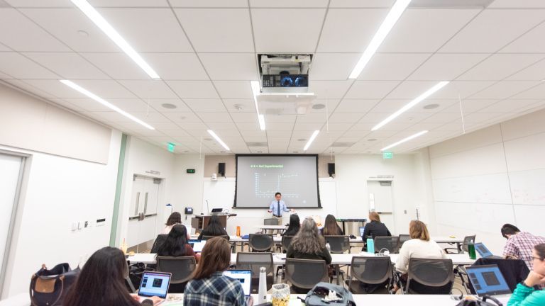 a classroom with students