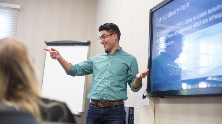 student giving a presentation