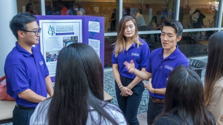 PharmD student group presenting at orientation