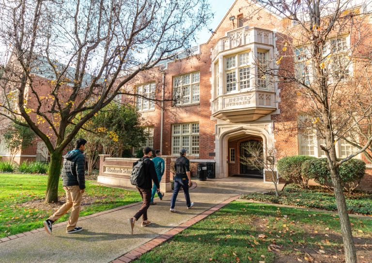 students walk into Weber Hall