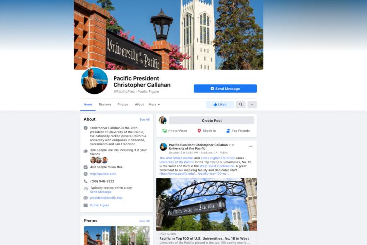 President Christopher Callahan's Facebook page