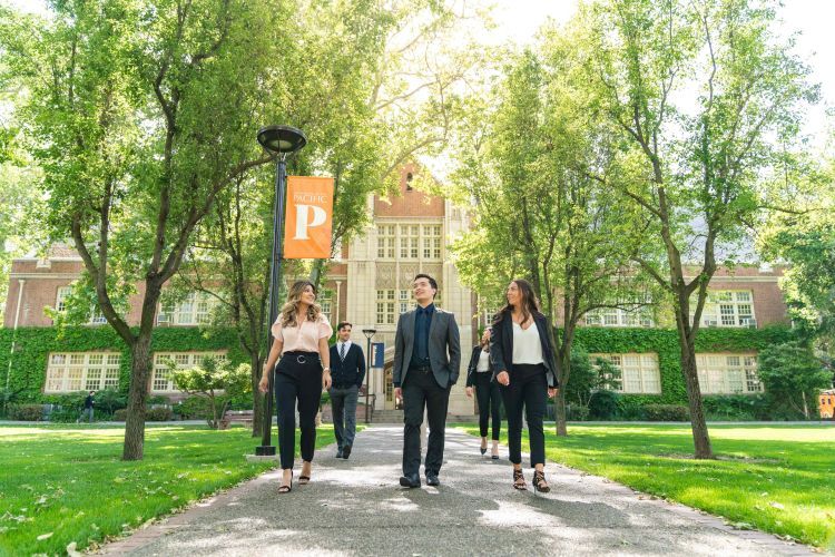 Students walking in front of Weber Hall