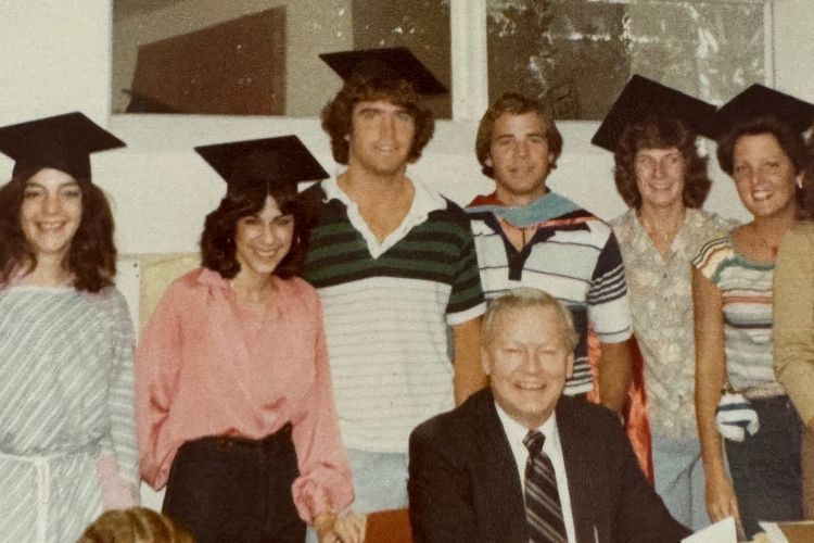 Julie Somawang (second from left) is pictured with other class of 1979 speech-language pathology graduates.