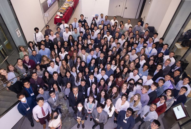 Incoming students pose for a group photo