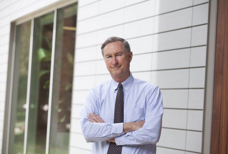 McGeorge Professor John Sprankling standing outside the law school's library.