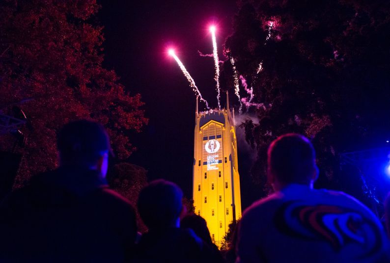 Fireworks over Burns Tower