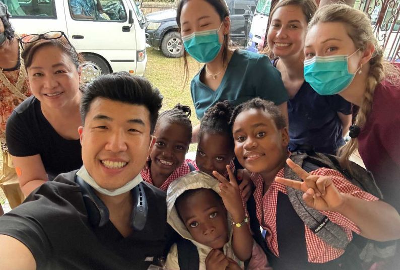 Volunteers and locals in Jamaica