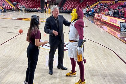 President Callahan and ASU mascot Sparky