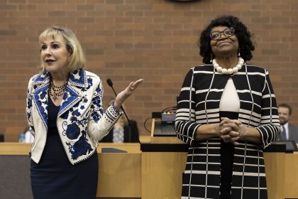 The Hon. Consuelo M. Callahan and the Hon. Johnnie B. Rawlinson answered questions from McGeorge School of Law students after the hearing.