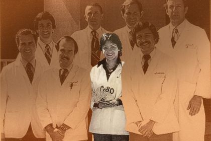 Dr. Maryse Aubert, pictured with her classmates in 1980, has created an endowed scholarship for dental students.