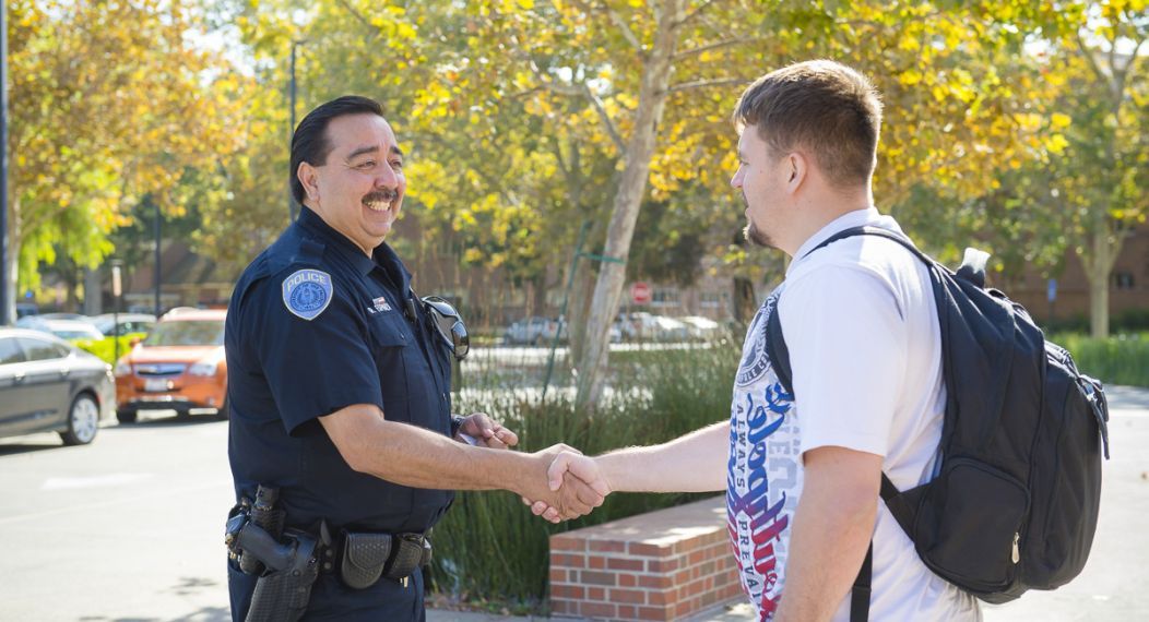 officer with students