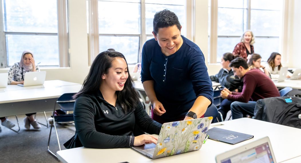 Benerd College student and faculty in classroom