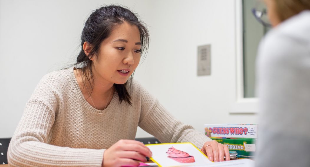 student in SLP clinic