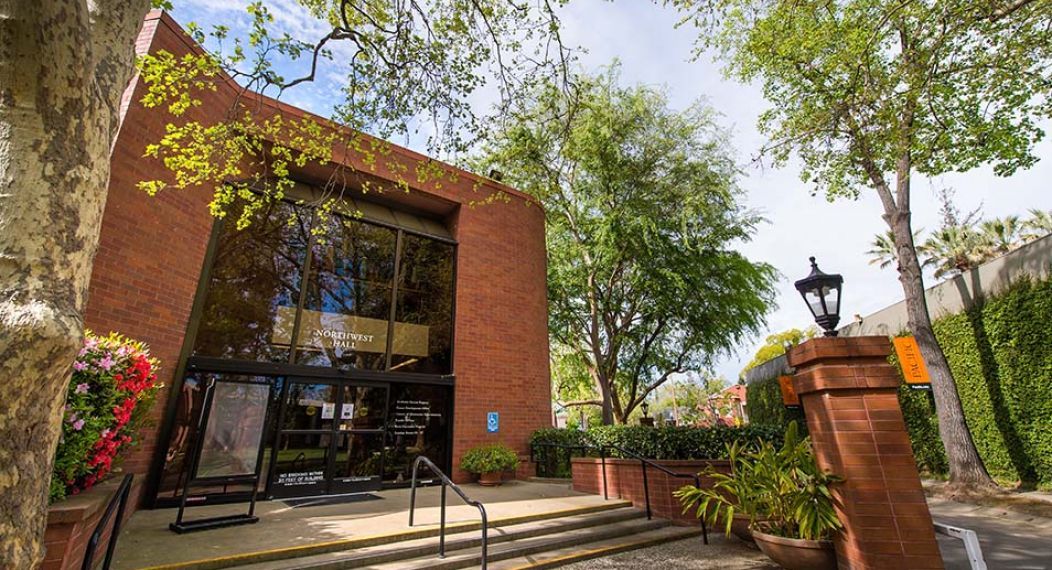 the entryway to Northwest Hall on the University of the Pacific's Sacramento Campus.