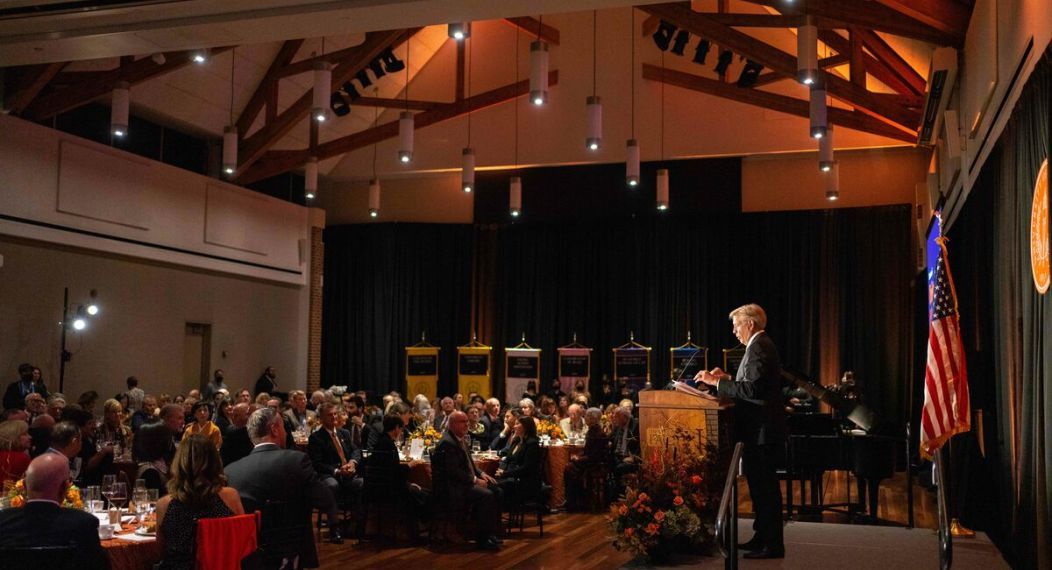 The president in the DUC Ballroom