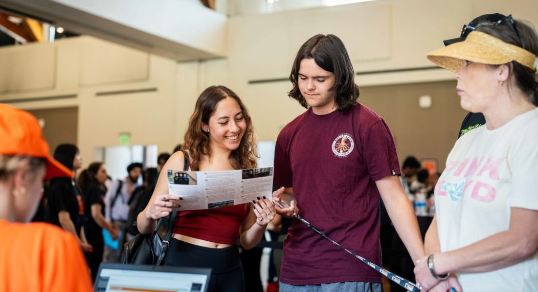 students at check-in