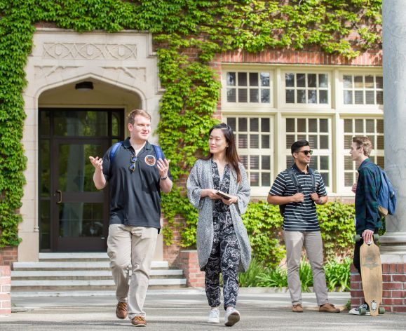 students walking on campus