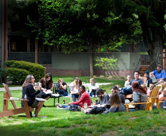 Professor Moylan teaching a class outside