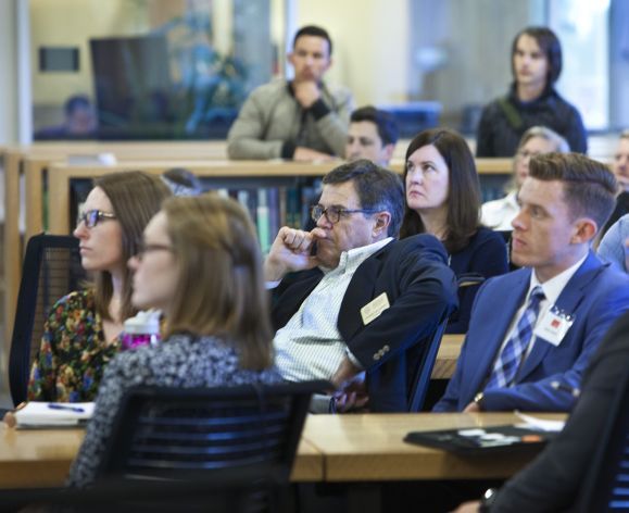 Professor McCaffery at a conference