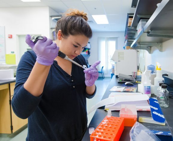 student in lab