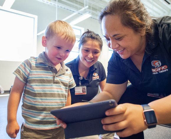 PT student working with child in clinic