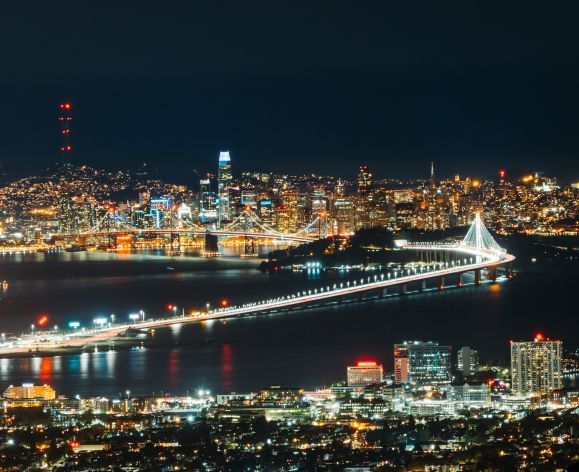 Night view of Bay Bridge