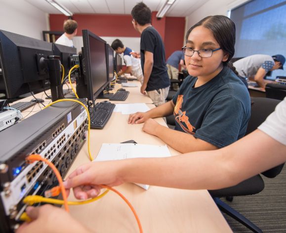 students working in computer lab