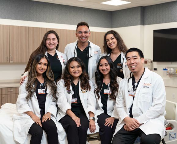 nursing students in white coats