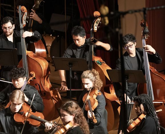 String section of University Symphonic Orchestra