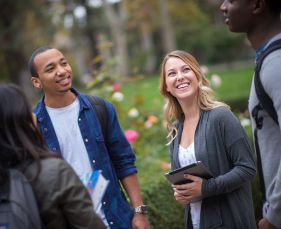 Students in a group on University of the Pacific's Stockton campus