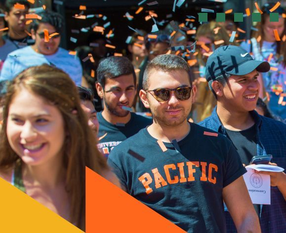 a student in focus wearing a pacific t shirt